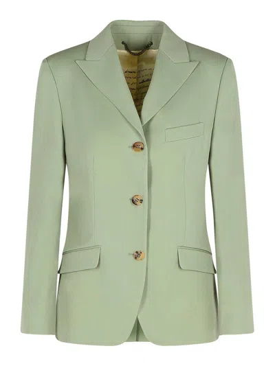 GOLDEN GOOSE NIMA GREEN VIRGIN WOOL BLAZER
