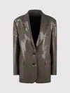 Golden Goose Journey Sequin Houndstooth Virgin Wool Blazer In Gray