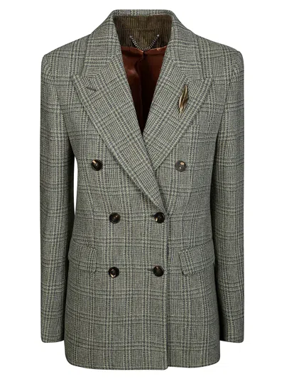 Golden Goose Journey Grey Wool Blazer In Green