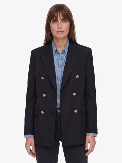 Golden Goose Double-breasted Blazer In Wool Gabardine In Black