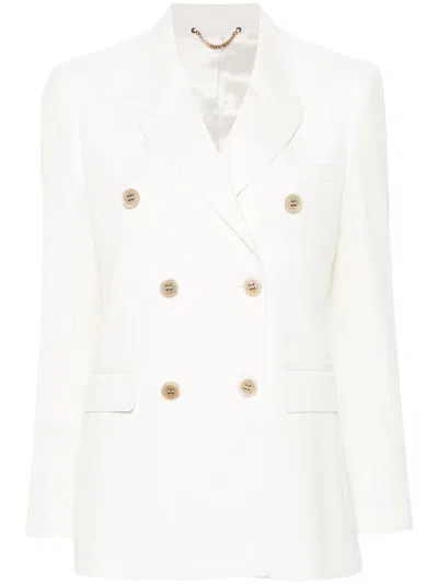 Golden Goose White Double-breasted Blazer In 11364 Arctic Wolf