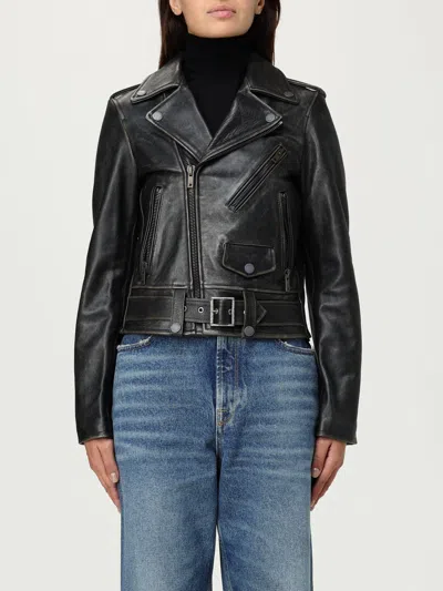 Golden Goose Deluxe Brand Cracked Effect Leather Biker Jacket In Black