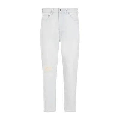 Golden Goose Bleached Washed Blue Cotton Denim Jeans In White