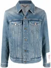 Golden Goose Blue Jacket With Patch Pockets On The Chest And Logoed Metal Buttons In Blue