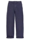 Golden Goose Blue Cotton Trousers With Splash Details In Blue