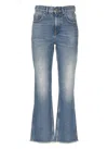 Golden Goose Embroidered Patch Cropped Jeans In Blue