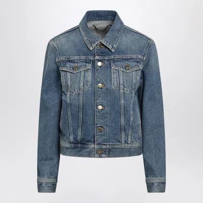 Golden Goose Blue Denim Jacket With Classic Collar And Logo Buttons In Multi