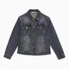 Golden Goose Blue Denim Jacket With Logo In Light Blue