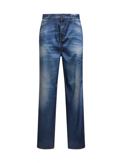 Golden Goose Women Blue Denim Print Golden Boyfriend Trousers