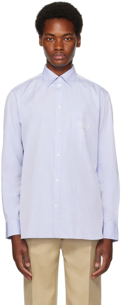 Golden Goose Blue Embroidered Shirt In 50798 Light Tempest