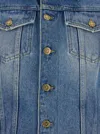 Golden Goose Blue Jacket With Classic Collar And Logoed Buttons In Blue