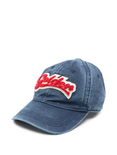 Golden Goose Blue Logo Baseball Hat In Yellow