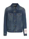 Golden Goose Blue Jacket With Patch Pockets On The Chest And Logoed Metal Buttons In Blue
