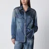 Golden Goose Deluxe Brand Women Oversized Shirt With Denim Print In Blue