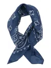 Golden Goose Blue Scarf With Bandana Print And Logo Lettering In Silk Woman In Blue