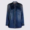 Golden Goose Deluxe Brand Women Oversized Shirt With Denim Print In Blue