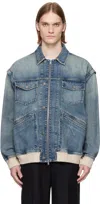 Golden Goose Bomber Blue Washed Effect In Denim In Blue