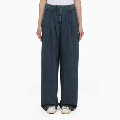 Golden Goose Blue Wide Jeans In Denim