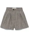 Golden Goose Herringbone Print Wool Shorts In Gray