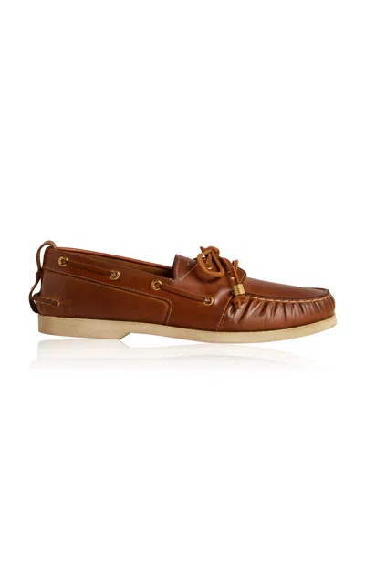 Golden Goose Boat Leather Loafers In Brown