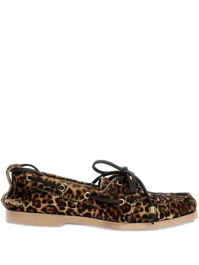 GOLDEN GOOSE GOLDEN GOOSE BOAT MOCASSIN HORSY LEOPARD UPPER WITH ACCESSORIES