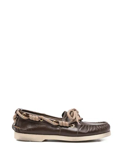 Golden Goose Boat Mocassin Wrinkled Leather Upper With Accessories And Decorative Laces In Multi