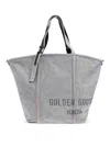 Golden Goose Soft Textured Grey Shoulder Bag With Versatile Carrying Options In Blue