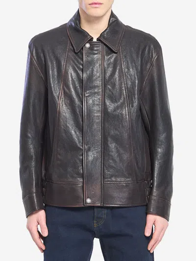 Golden Goose Nappa Leather Bomber Jacket In Black