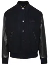 Golden Goose Wool Bomber Jacket And Leather Sleeves In Black