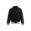 Golden Goose Bomber Compact Cloth Wool Blend Leather Sleeves College Patches Clothing In Black