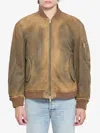 Golden Goose Padded Bomber Jacket Ribbed Collar In Brown