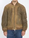 Golden Goose Padded Bomber Jacket Ribbed Collar In Green