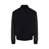 Golden Goose Aleandro Bomber Jacket With Leather Sleeves In Blue
