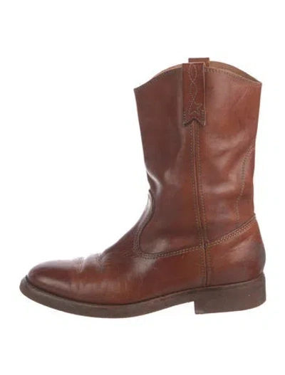 Pre-owned Golden Goose Boot Leather Western Boots In Brown