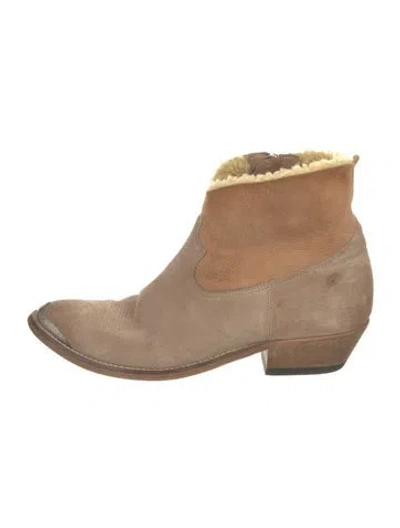 Pre-owned Golden Goose Boot Suede Western Boots In Neutral