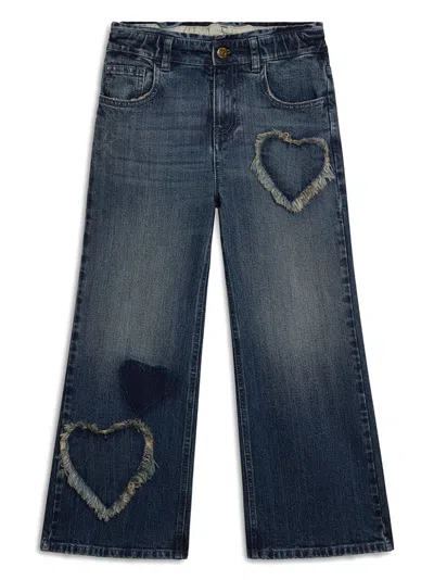 Golden Goose Kids' Jeans Con Applicazione In Blue