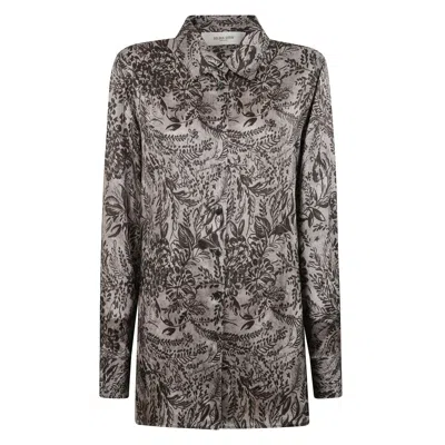 Golden Goose Botanical Print Viscose Shirt In Black