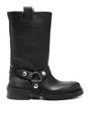 Golden Goose Distressed Black Leather Kurt Boots With Silver Accents In Black