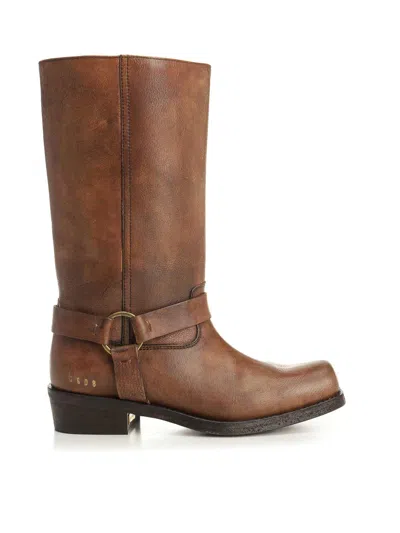 Golden Goose High Biker Boots In Brown
