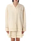 Golden Goose Texture Stripe Oversize Button-up Shirt In Neutral