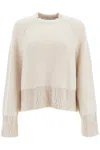 Golden Goose Boxy Sweater With Crystals In Light Tan (beige)
