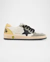 Golden Goose Boy's Ball Star Nappa Leather And Suede Low-top Sneakers, Toddler/kid In White