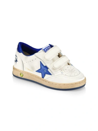 Golden Goose Boy's Ballstar Leather Laminated Star Sneakers In White Blue