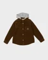 Golden Goose Brown Shirt For Boy With Logo In Kangaroo