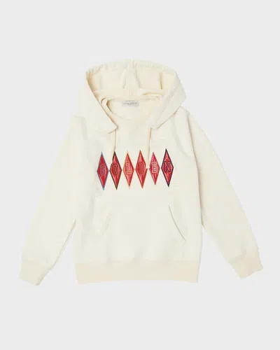 GOLDEN GOOSE BOY'S EMBROIDERED DIAMOND LOGO-PRINT HOODIE