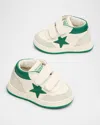 Golden Goose White June Sneakers For Kids With Star In White/ice/green