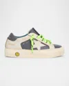 Golden Goose Boy's May Nappa Leather Star And Heel Lace-up Sneakers, Toddler/kids In Whitedark Blue