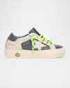 Golden Goose Boy's May Nappa Leather Star And Heel Lace-up Sneakers, Toddler/kids In Whitedark Blue