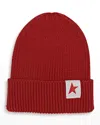 Golden Goose Kids' Boy's Star Beanie Hat In Tango Red