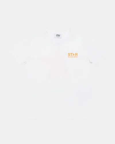 Golden Goose Kids' Boy's Star Logo-print T-shirt In White